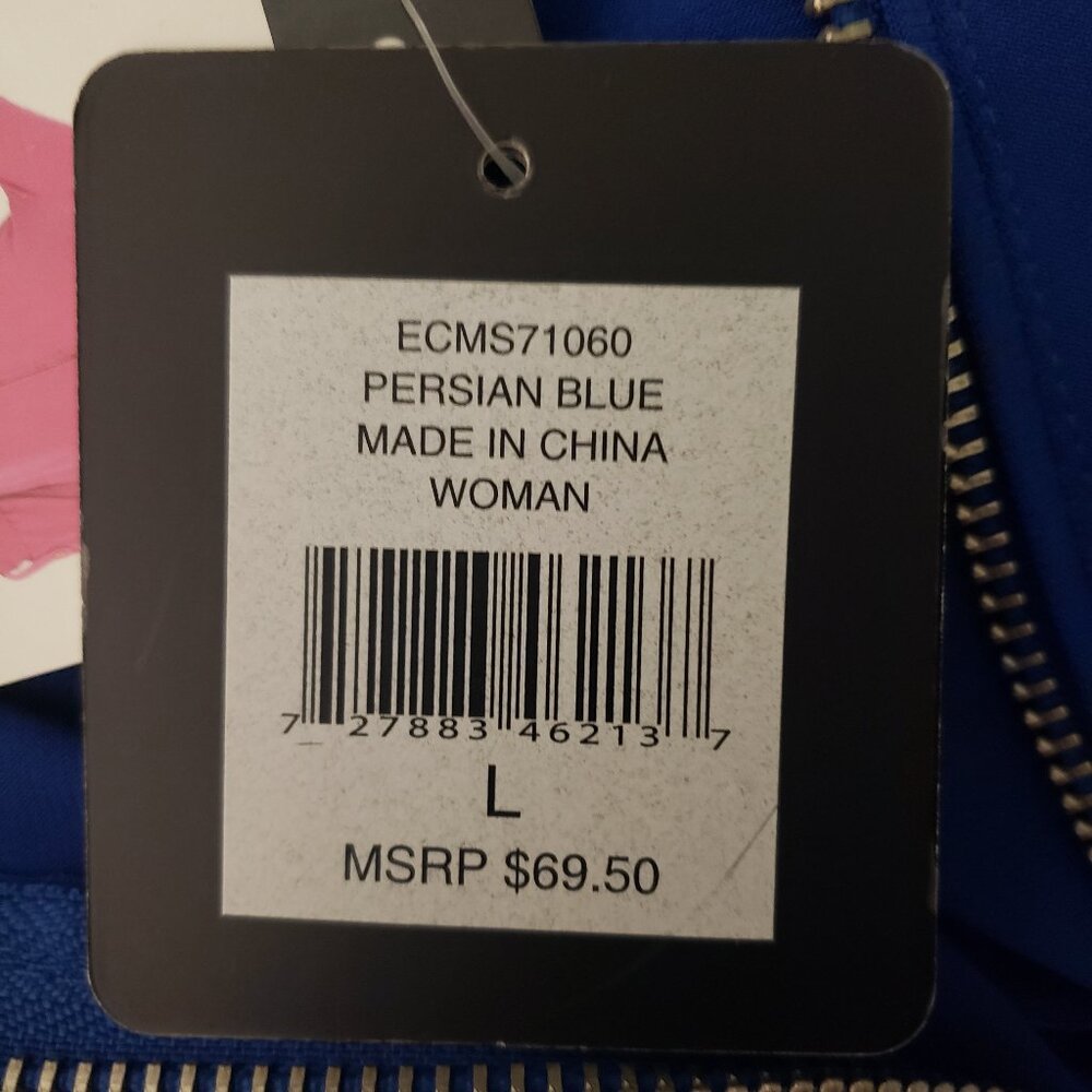 NWT Ellen Tracy Company Top L Zip Front Roll Tab Cuffs Blue - Picture 6 of 10